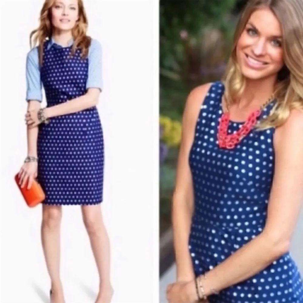J. Crew Sparkle Polka Dot Dress in Blue and Silver
